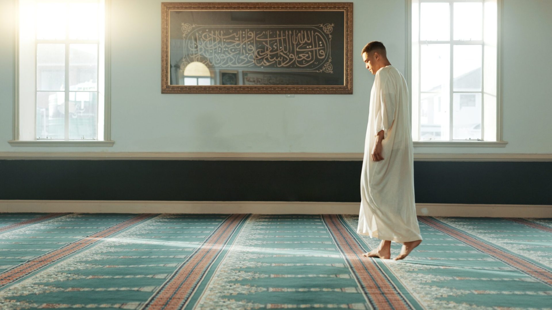 Gratitude,,Islamic,And,Man,With,Faith,In,A,Mosque,For